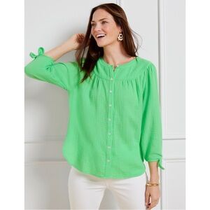 Talbots Airy Gauze Tie Sleeve Top L